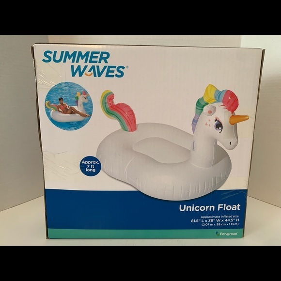 SummerWaves Rainbow ride on Unicorn POOL FLOAT 7Ft - Picture 2 of 2
